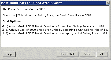 Best Solution dialog